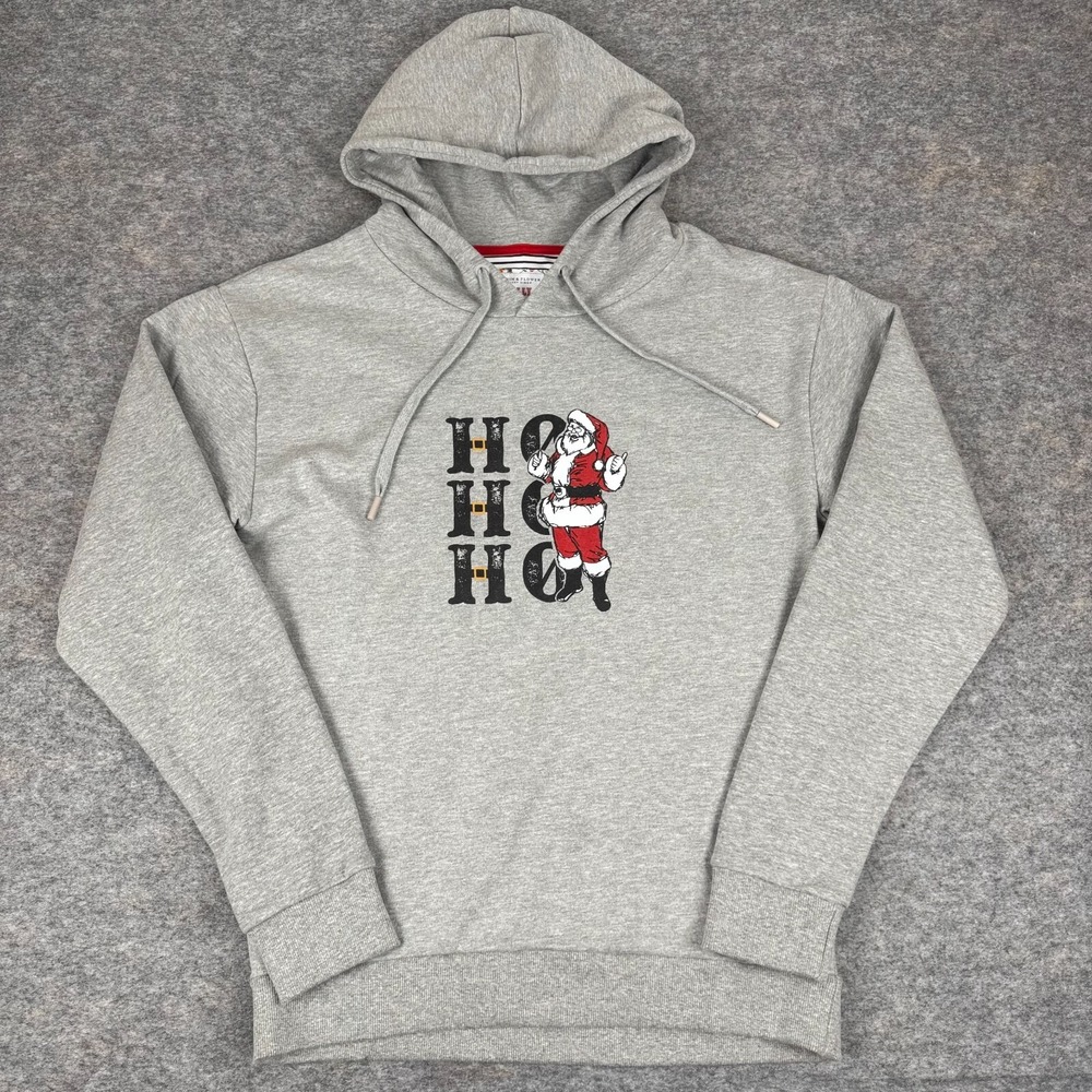 Denim & Flower Ricky Singh Holly Jolly Hoodie Ho Ho Ho Santa Gray Mens Large L